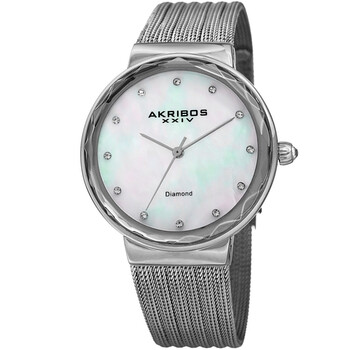 Đồng hồ Akribos Xxiv Quartz Diamond Mặt Xà Cừ Trắng AK1009SS Nữ Chính hãng Sale giá Rẻ tại XaXi World