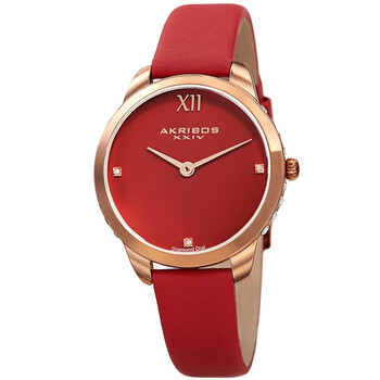 Đồng hồ Akribos Xxiv Red Dial Red Leather AK1059RD Nữ Chính hãng Sale giá Rẻ tại XaXi World