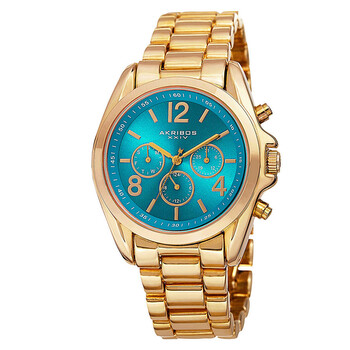 Đồng hồ Akribos Xxiv Multi-Function Mặt Xanh Yellow Gold-tone AK760YGTQ Nữ Chính hãng Sale giá Rẻ tại XaXi World