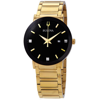 Đồng hồ Bulova Diamond Mặt Đen Yellow Gold-tone 97D116 Nam Chính hãng Sale giá Rẻ tại XaXi World