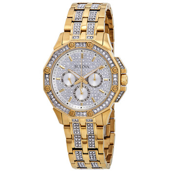 Đồng hồ Bulova Crystal Mặt Bạc Yellow Gold-tone 98C126 Nam Chính hãng Sale giá Rẻ tại XaXi World