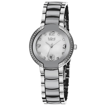 Đồng hồ Burgi Mặt Xà Cừ Silver-tone Ceramic & Stainless Steel BUR072SL Nữ Chính hãng Sale giá Rẻ tại XaXi World