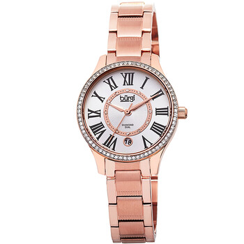 Đồng hồ Burgi Rose Gold-Tone Stainless Steel Silver-Tone Diamond Dial BUR090RG Nữ Chính hãng Sale giá Rẻ tại XaXi World