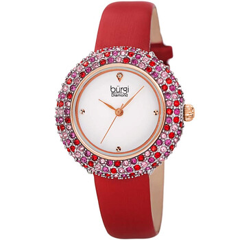 Đồng hồ Burgi Diamond Colored Swarovski Crystal Sparkling Bezel Leather Strap Nữ Chính hãng Sale giá Rẻ tại XaXi World