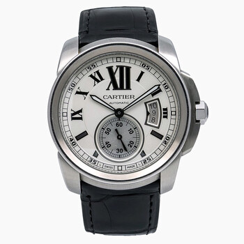 Đồng hồ Cartier Calibre De Cartier Mặt Bạc Dây Da Đen W7100037 Nam Chính hãng Sale giá Rẻ tại XaXi World