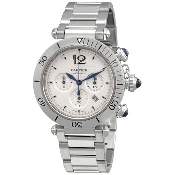 Đồng hồ Cartier Pasha De Cartier Chronograph Automatic Mặt Bạc WSPA0018 Nam Chính hãng Sale giá Rẻ tại XaXi World