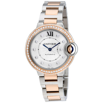 Đồng hồ Cartier Ballon Bleu Silver Diamond Dial Steel & Rose Gold WE902077 Nữ Chính hãng Sale giá Rẻ tại XaXi World