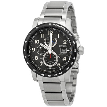 Đồng hồ Citizen Perpetual Alarm World Time Chronograph GMT Mặt Đen AT8124-83E Unisex Chính hãng Sale giá Rẻ tại XaXi World
