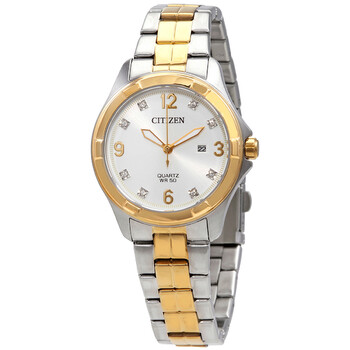 Đồng hồ Citizen Quartz Mặt Trắng Pha Lê Dây Demi EU6084-57A Nữ Chính hãng Sale giá Rẻ tại XaXi World