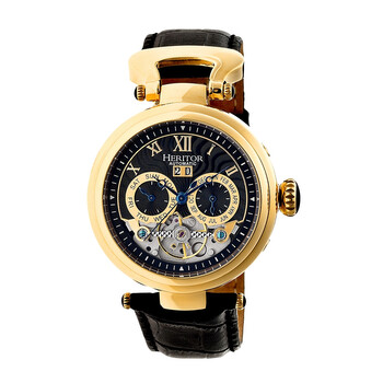 Đồng hồ Heritor Ganzi Automatic Mặt Đen Dây Da Đen HR3304 Nam Chính hãng Sale giá Rẻ tại XaXi World