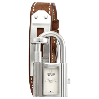 Đồng hồ Hermes Kelly Quartz Mặt Bạc Dây Da Nâu 026734WW00 Nữ Chính hãng Sale giá Rẻ tại XaXi World