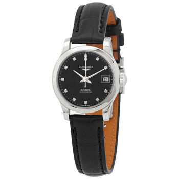 Đồng hồ Longines Record Automatic Diamond Mặt Đen L23204572 Nữ Chính hãng Sale giá Rẻ tại XaXi World