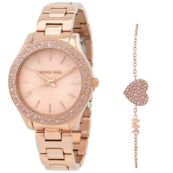 Đồng hồ Michael Kors Liliane Quartz Crystal Mặt Hồng MK1068SET Nữ Chính hãng Sale giá Rẻ tại XaXi World