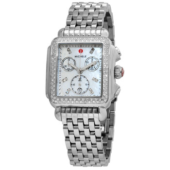 Đồng hồ Michele Deco Chronograph Quartz Diamond Mặt Xà Cừ Trắng MWW06A000775 Nữ Chính hãng Sale giá Rẻ tại XaXi World