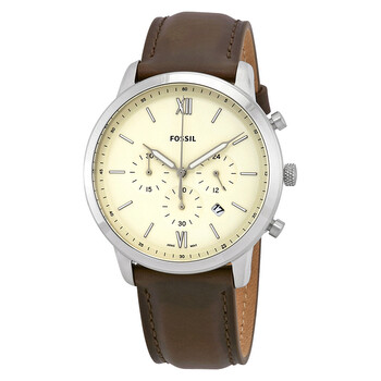 Đồng hồ Fossil Open Box - Fossil Neutra Chronograph Cream Dial Dây Da Nâu FS5380 Nam Chính hãng Sale giá Rẻ tại XaXi World