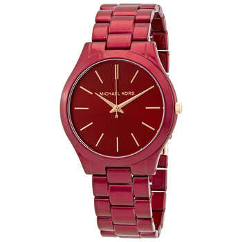 Đồng hồ Michael Kors Open Box - Michael Kors Slim Runway Red Dial MK3895 Unisex Chính hãng Sale giá Rẻ tại XaXi World