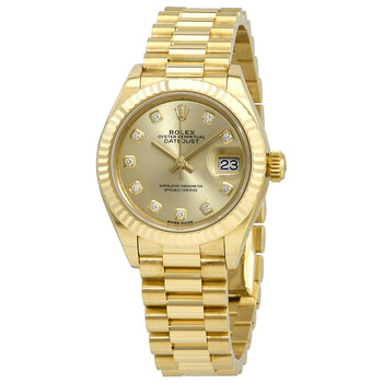 Đồng hồ Rolex Lady-Datejust 28 Mặt Sâm Banh 18K Yellow Gold President Automatic 279178CDP Nữ Chính hãng Sale giá Rẻ tại XaXi World