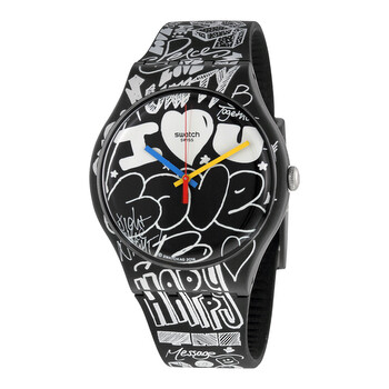 Đồng hồ Swatch Originals Love Wall Black & Mặt Trắng Black & White Silicone SUOB125 Unisex Chính hãng Sale giá Rẻ tại XaXi World