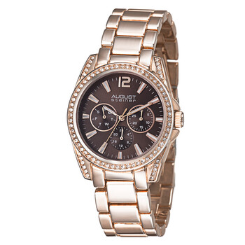 Đồng hồ August Steiner Rose Gold-tone Metal Mặt Nâu Quartz (máy pin) AS8075RG Nữ Chính hãng Sale giá Rẻ tại XaXi World
