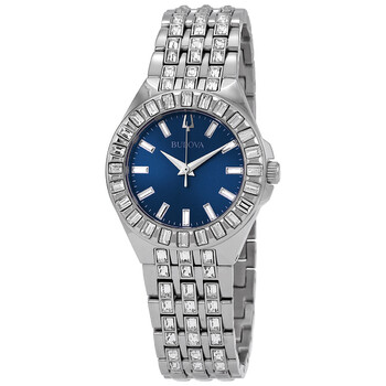 Đồng hồ Bulova Crystal Quartz (máy pin) Mặt Xanh 96L290 Nữ Chính hãng Sale giá Rẻ tại XaXi World