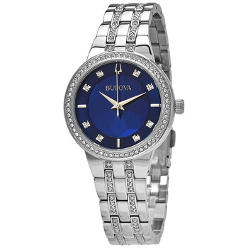 Đồng hồ Bulova Phantom Quartz (máy pin) Crystal Mặt Xanh 96L276 Nữ Chính hãng Sale giá Rẻ tại XaXi World