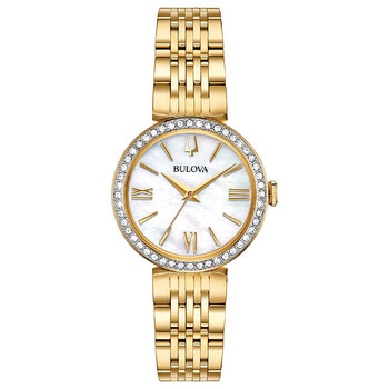 Đồng hồ Bulova Quartz (máy pin) Crystal Mặt Khảm Xà Cừ Trắng 98X122 Nữ Chính hãng Sale giá Rẻ tại XaXi World