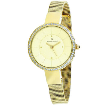 Đồng hồ Christian Van Sant Reign Quartz (máy pin) Mặt Vàng Gold CV0224 Nữ Chính hãng Sale giá Rẻ tại XaXi World