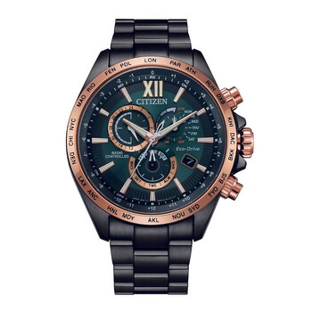 Đồng hồ Citizen Perpetual Alarm World Time Chronograph GMT Eco-Drive Mặt Xanh Lá CB5956-89X Nam Chính hãng Sale giá Rẻ tại XaXi World