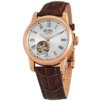 Đồng hồ Gevril Madison Automatic (máy cơ) Mặt Màu Bạc Dây Da Nâu 2587 Nam Chính hãng Sale giá Rẻ tại XaXi World