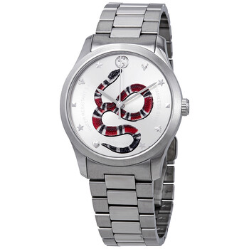 Đồng hồ Gucci G-Timeless Mặt Màu Bạc with Snake Motif Vỏ Thép Không Gỉ YA1264076 Unisex Chính hãng Sale giá Rẻ tại XaXi World