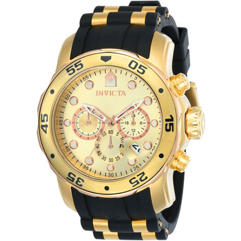 Đồng hồ Invicta Pro Diver Chronograph Mặt Vàng Gold Black Rubber 17884 Nam Chính hãng Sale giá Rẻ tại XaXi World