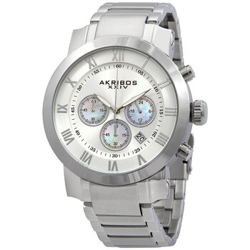 Đồng hồ nam Akribos Grandiose Chronograph AK622SS mặt bạc thép không gỉ chính hãng