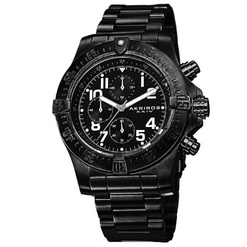 Đồng hồ Akribos Xxiv Chronograph mặt đen dây thép đen nam AK711BK chính hãng