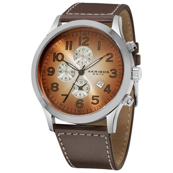 Đồng hồ nam Akribos Xxiv Essential Chronograph mặt trắng dây da nâu AK706BR chính hãng