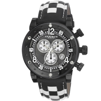 Đồng hồ Akribos Xxiv Explorer Chronograph da đen trắng AK612BK chính hãng