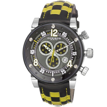 Đồng hồ Akribos Xxiv Explorer Chronograph dây da đen trắng AK612YL chính hãng