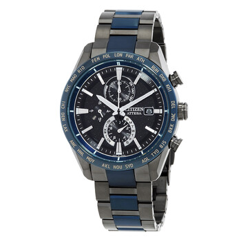 Đồng hồ Citizen AT8187-75E Chronograph GMT mặt đen chính hãng