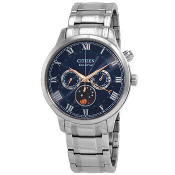 Đồng hồ Citizen Eco-Drive mặt xanh lịch tuần trăng AP1050-81L chính hãng