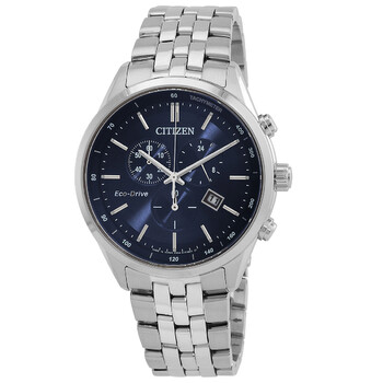Đồng hồ Citizen Eco-Drive Chronograph AT2140-55L nam mặt xanh chính hãng