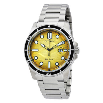 Đồng hồ Citizen Marine 1810 Eco-Drive mặt vàng nam AW1816-89X chính hãng