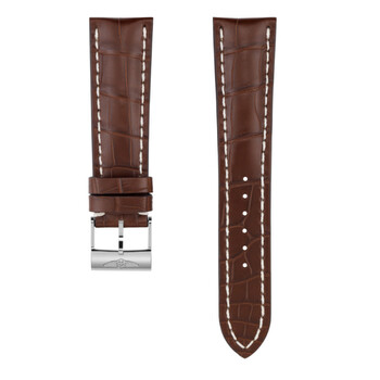 Dây da cá sấu nâu Breitling 24mm không bao gồm khóa chính hãng