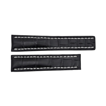 Dây đồng hồ Breitling đen có chỉ trắng 22-20mm chính hãng