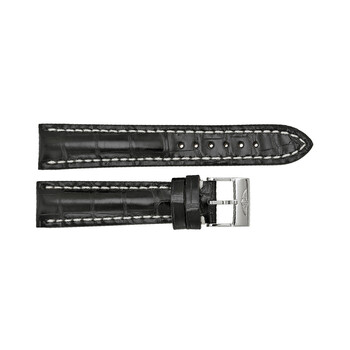 Dây đồng hồ Breitling đen viền trắng khóa tang 20-18mm chính hãng