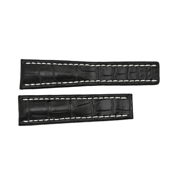 Dây đồng hồ Breitling đen viền trắng 24-20mm không bao gồm khóa chính hãng