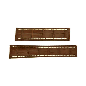 Dây đồng hồ Breitling nâu chỉ trắng 22-20mm chính hãng