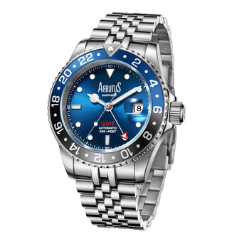 Đồng hồ nam Arbutus Wall Street GMT mặt xanh AR2102SUS chính hãng