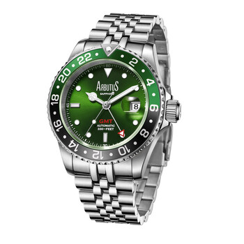 Đồng hồ nam Arbutus Wall Street GMT mặt xanh AR2102SGS chính hãng