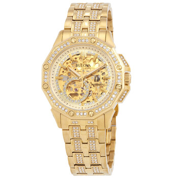 Đồng hồ Bulova Octava Automatic Crystal Vàng Skeleton 98A292 chính hãng