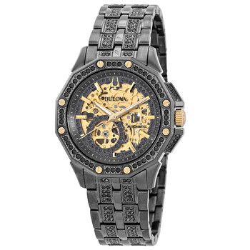 Đồng hồ Bulova Octava Automatic Nam 98A293 Mặt Skeleton Vàng chính hãng
