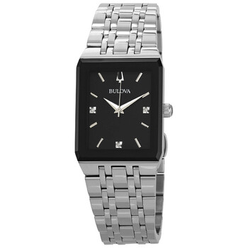 Đồng hồ nam Bulova Quadra Quartz kim cương mặt đen 96D145 chính hãng